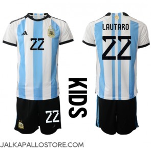 Argentiina Lautaro Martinez #22 Kotipaita Lapsille MM-kisat 2022 Lyhythihainen (+ shortsit)
